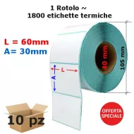 ROTOLO DA 1800 ETICHETTE TERMICHE MM 60X30 1 PISTA ANIMA 40